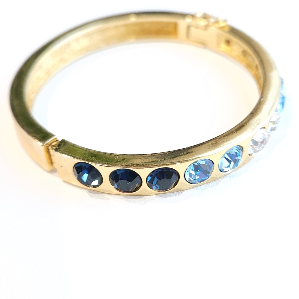 Christian Dior Bracelet Vintage Swarovski Blue Crystal Chr.Dior Gold Bracelet - Picture 7 of 16